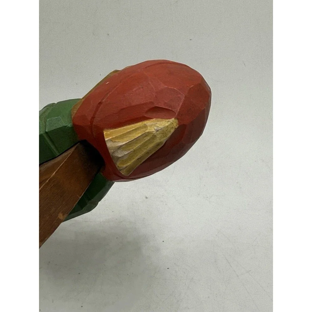 Hand Carved Rustic Red Hat Fisherman Nutcracker Nearly 9